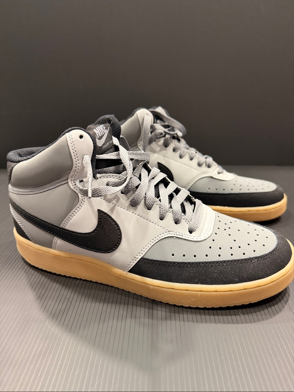 Nike Men’s Mid-Top Sneakers in Gray, Black and Gum